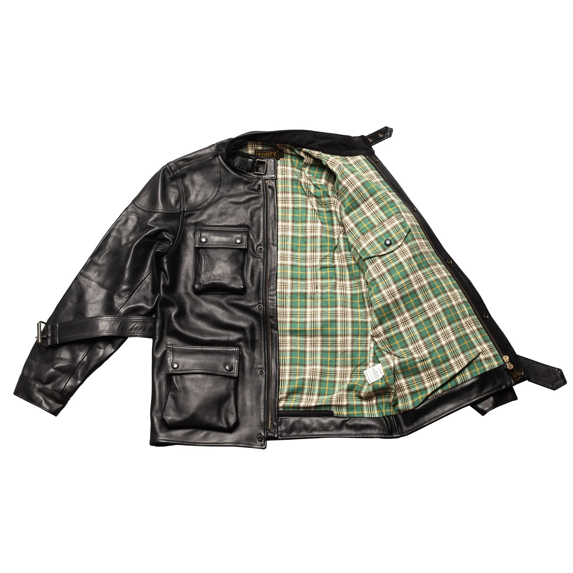 4 Pocket Leather Jacket - Black - Image 4