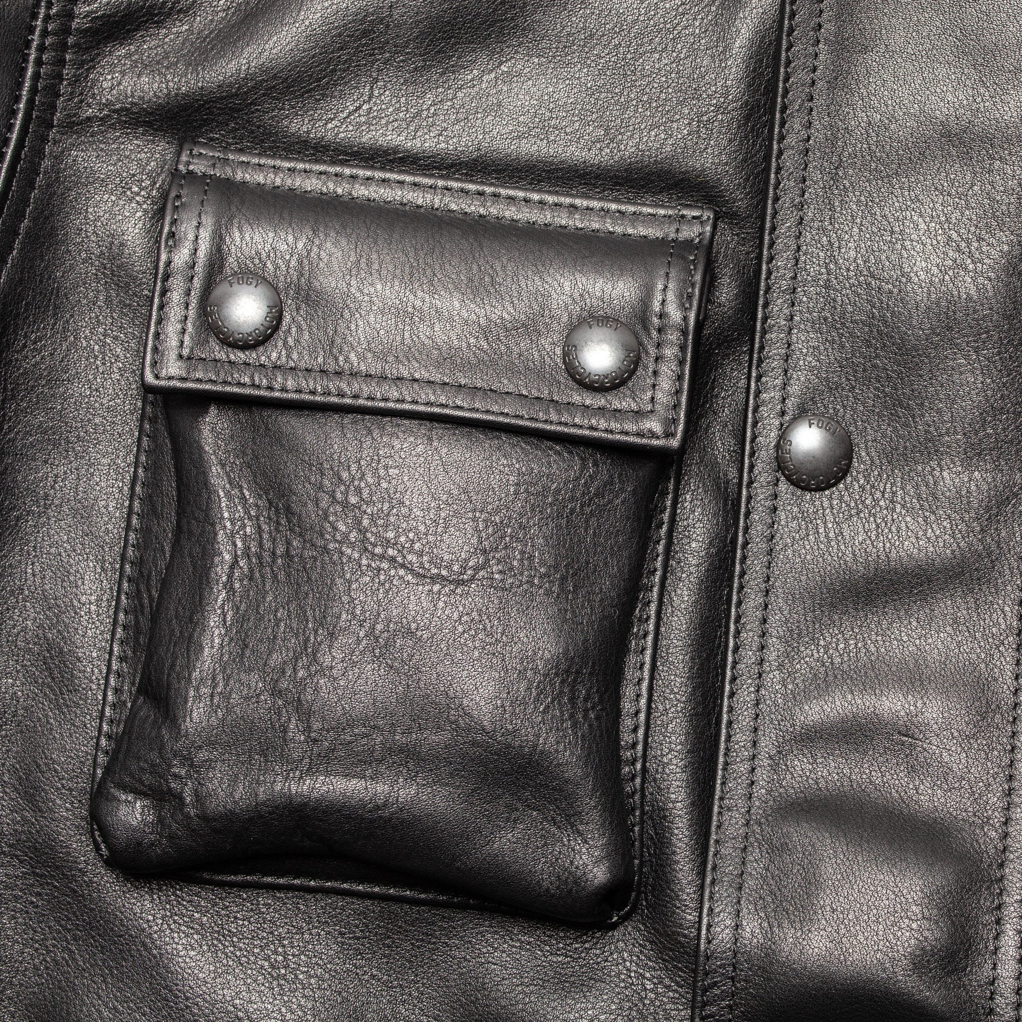 4 Pocket Leather Jacket - Black - Image 8